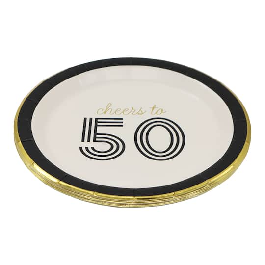 7" Cheers to 50 Paper Dinner Plates, 8ct. by Celebrate It™